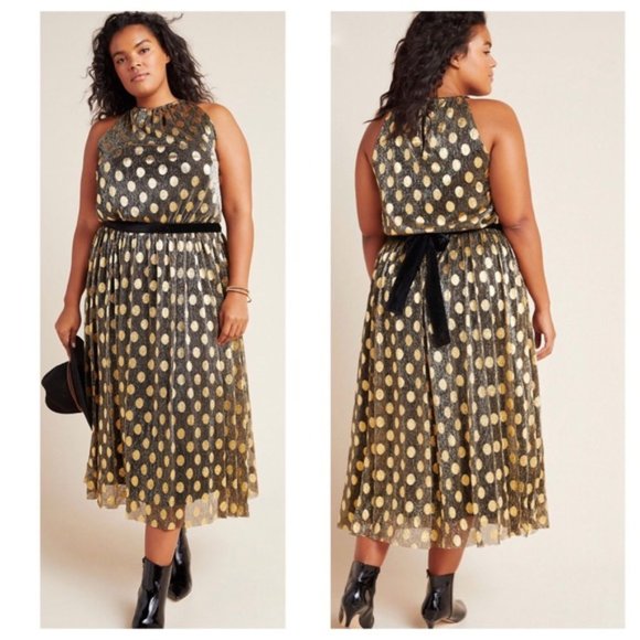 Anthropologie Dresses & Skirts - NWT Anthropologie Gold Confetti Halter Midi Dress
